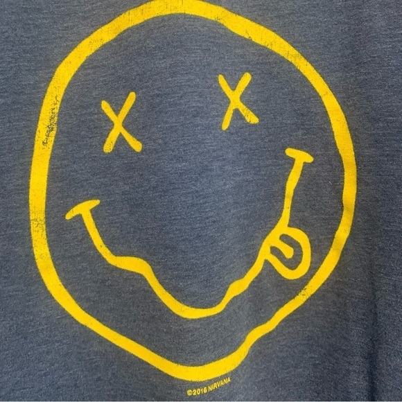 Nirvana Blue Smiley Face Short Sleeve 2016 Band Tee 2XL - Picture 3 of 6